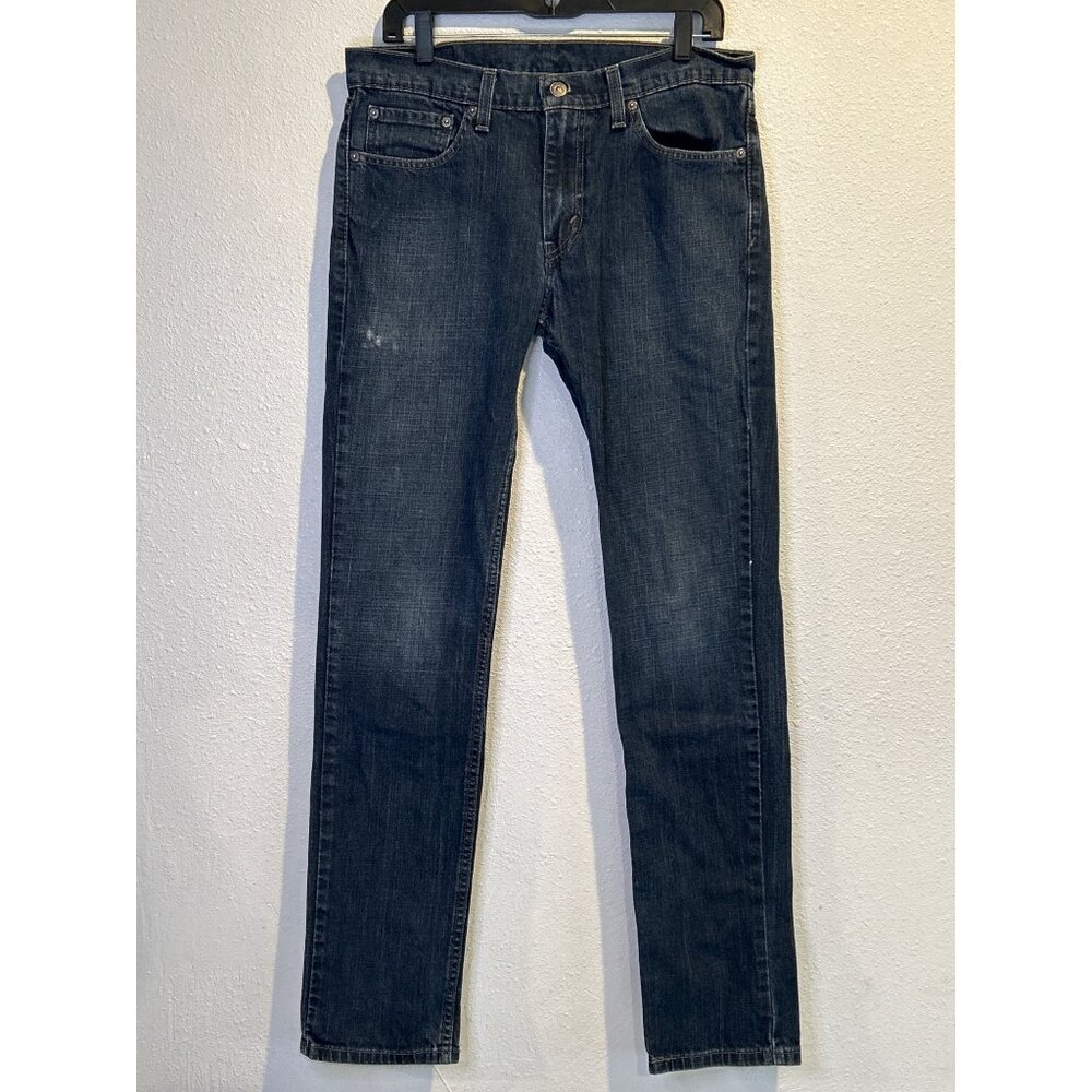 511 Levis Mens Jeans 32x32 Dark Blue Denim Distressed